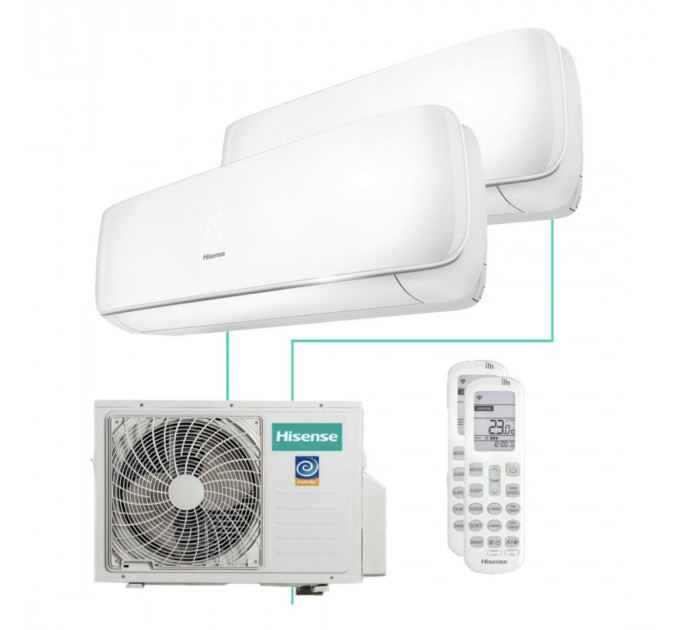 МУЛЬТИ СПЛИТ-СИСТЕМА HISENSE PREMIUM DESIGN FREE MATCH AMW2-18U4RXC + AMS-09UW4RVETG00 2 ШТ