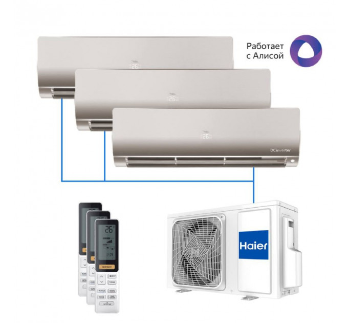 МУЛЬТИ СПЛИТ-СИСТЕМА HAIER FLEXIS Super Match 3U70S2SR5FA + AS25S2SF2FA-G 3 ШТ