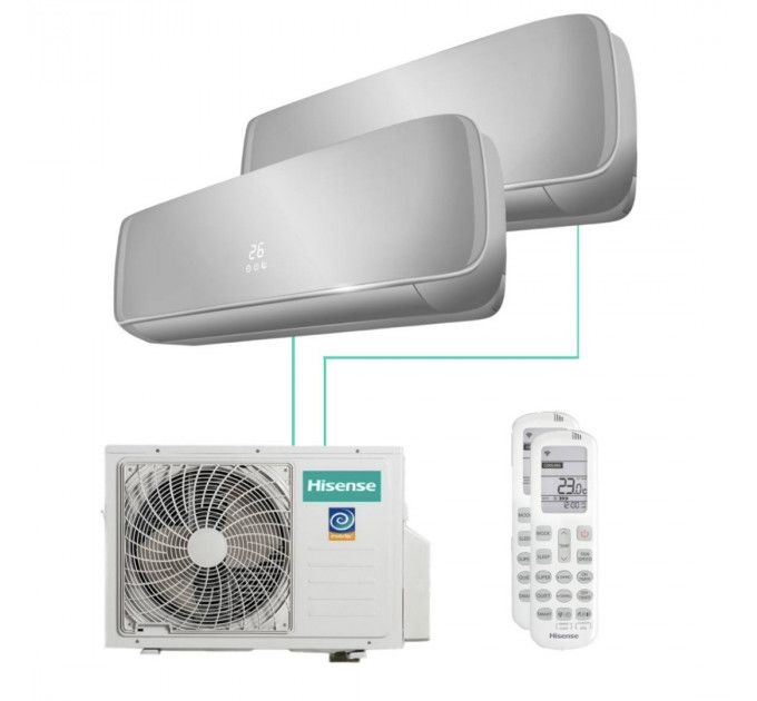 МУЛЬТИ СПЛИТ-СИСТЕМА HISENSE PREMIUM SILVER FREE MATCH AMW2-18U4RXC + AMS-09UW4RVETG00S 2 ШТ