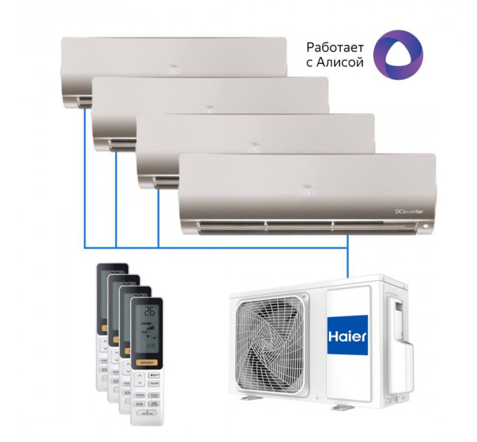 МУЛЬТИ СПЛИТ-СИСТЕМА HAIER FLEXIS Super Match 4U85S2SR5FA + AS25S2SF2FA-G 4 ШТ